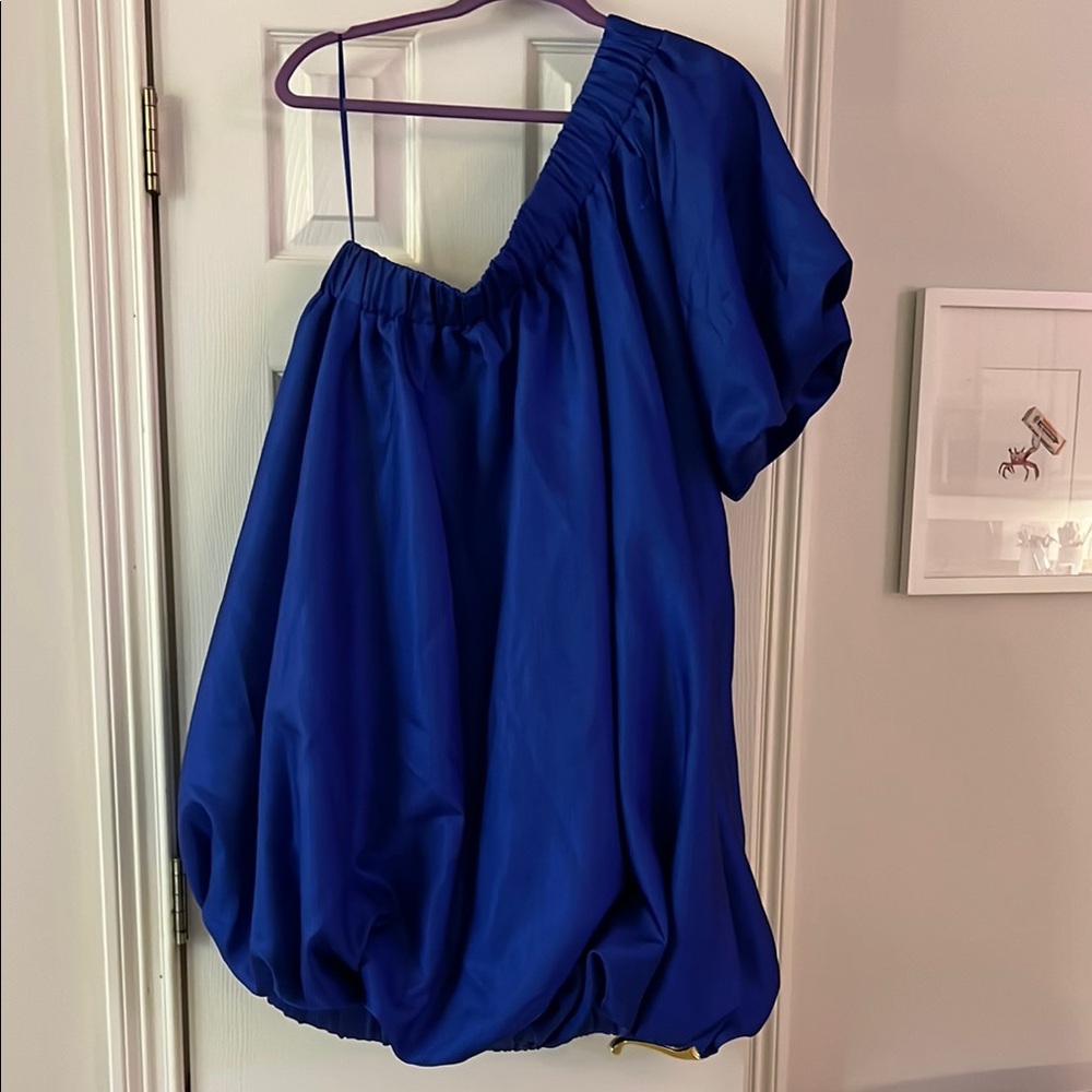 Sunday in Brooklyn One Shoulder Dress - Royal Blue - Picture 2 of 6